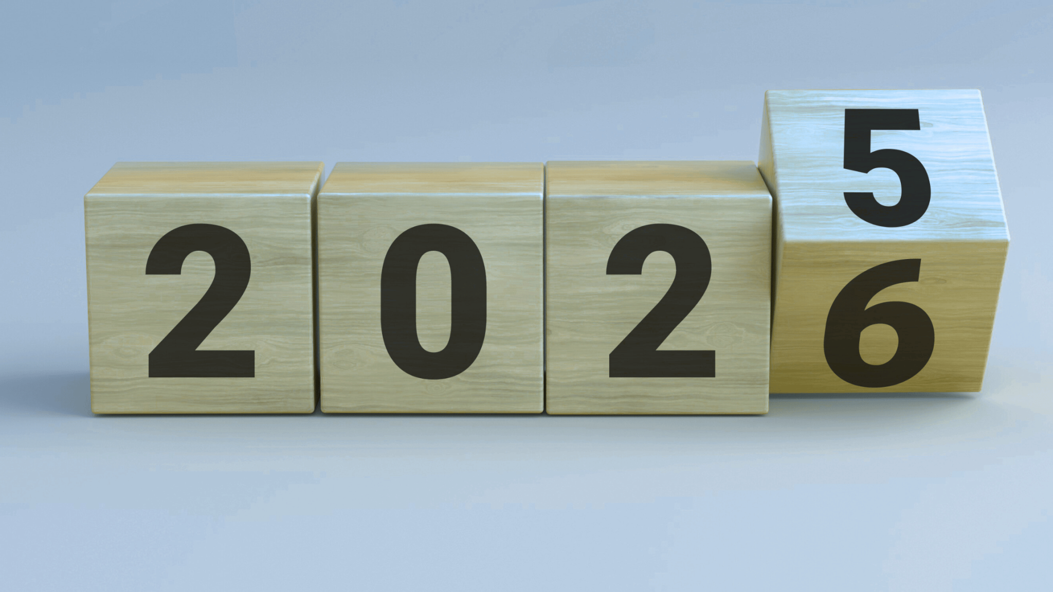 Calendar blocks showing 2025 turning to 2026 and the B2B Lead Generation lessons that we can take forward
